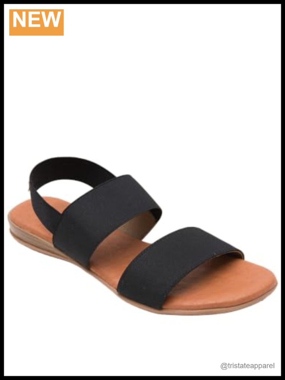Wedge Slide Sandals Leather Footbed Elastic Straps Slip-On